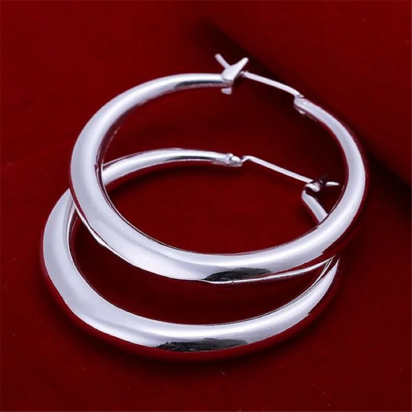 925 Sterling Silver 33mm Big Circle Round Hoop Earring For Women Unusual Earrings 2022 Trend Christmas Jewelry