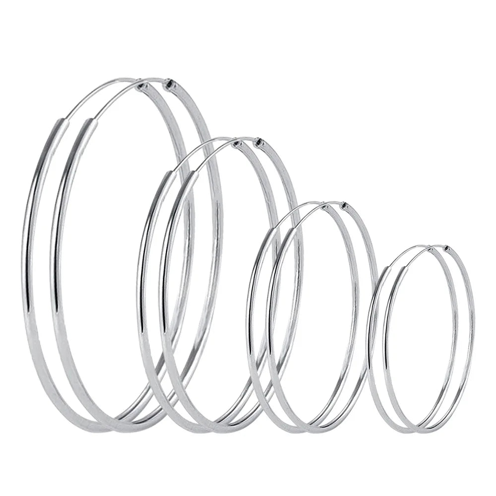 3/4/5/6CM Round Hoop Earrings  925 Sterling Silver For Women Fashion Party Luxury Quality Jewelry Accessories Christmas GaaBou