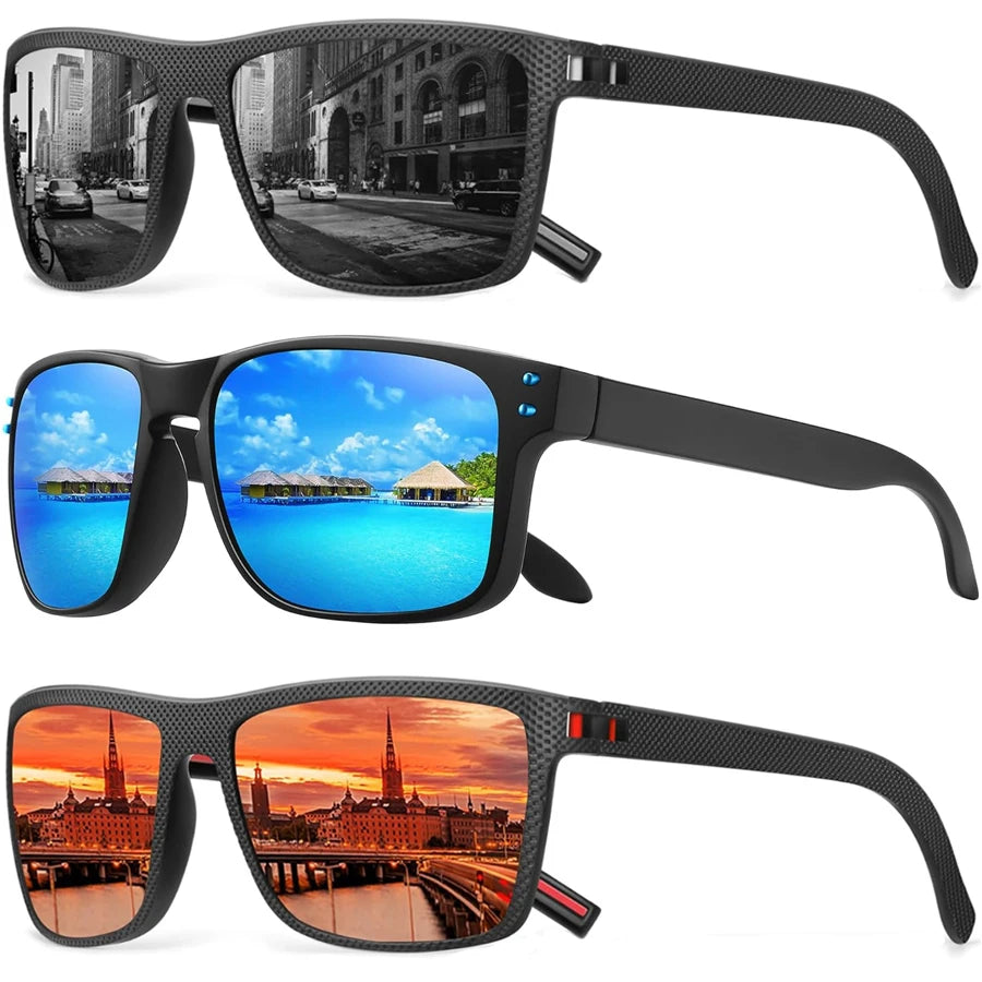 2Pack Sunglasses Men Women Polarized Sun glasses Trendy Retro Mirror Lens Outdoor Sports Fishing Hiking Driving