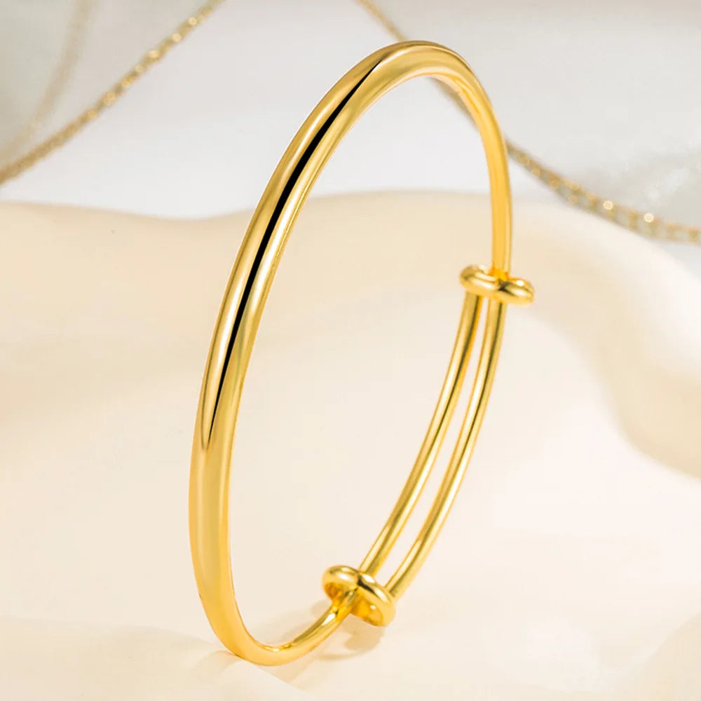 925 Sterling Silver Gold Colour Smooth Surface Bangles Bracelet For Women Luxury Jewelry Wholesale Free Divery Jewellery