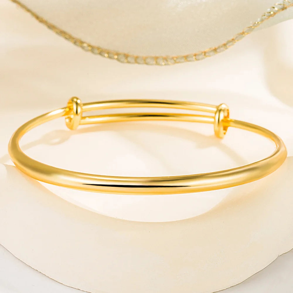 925 Sterling Silver Gold Colour Smooth Surface Bangles Bracelet For Women Luxury Jewelry Wholesale Free Divery Jewellery