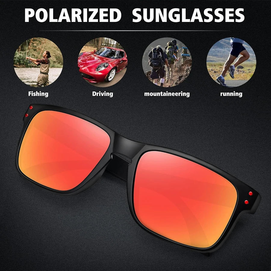 2Pack Sunglasses Men Women Polarized Sun glasses Trendy Retro Mirror Lens Outdoor Sports Fishing Hiking Driving